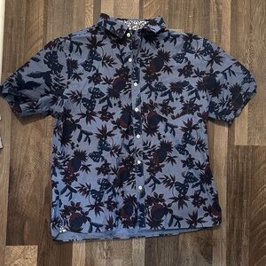 Van Heusen Blue and Dark Red Floral Shirt
